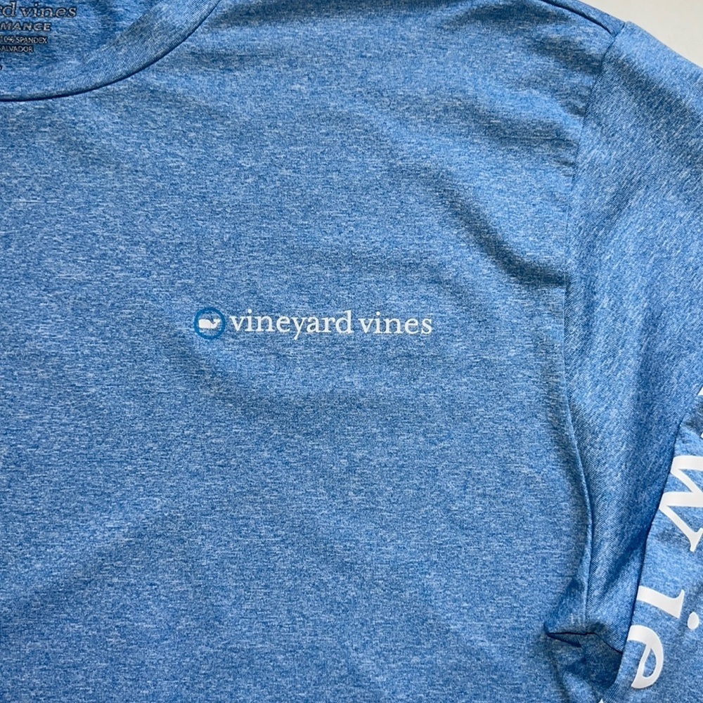 Vineyard Vines Long Sleeve Heathered Blue New Jersey Logo Performance T Size S - Picture 2 of 5